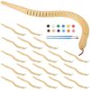 20 Pcs Wooden Snakes Craft Kit, DIY Painting Activity Set for Kids, Includes 12 Colors of Paint and 2 Brushes, Flexible Wood Figures for Creative Art Projects and Imaginative Play, Natural Texture