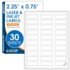 2.25x0.75 Matte White Printable Address Labels (30 Sheets, 900 Stickers)