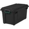 22 Gallon Plastic Storage Box with Lockable Lid, Heavy Duty Stackable Tote for Garage Basement, Black