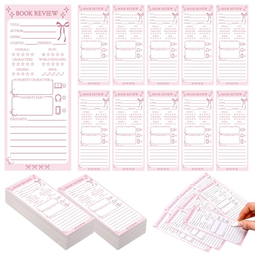 240 Pcs Colorful Book Review Bookmarks Back to School Teacher Gifts Reading Log Markers Bookclub Gifts for Book Lovers Bookish Bookworm Women Students to Review and Tracker(Bow,Pink)