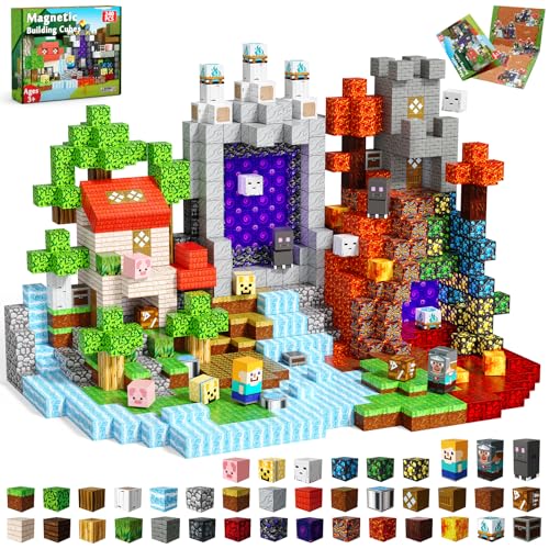 240 PCS Magnetic Blocks - Magnetic Building Block, Stacking Magnet Building Cubes for Kids, Magnetic Construction Toy for Boy Girl, STEM Montessori Sensory Toy Ages 3-12 Years Old Birthday Gift