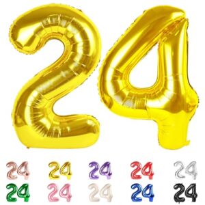 24 Balloon Numbers 40Inch for 24th Men Women Birthday Decorations, Gold