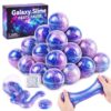 24 Pack Galaxy Slime Balls for Kids - Stretchy, Non-Sticky, Mess-Free Stress Relief Toys for Boys Girls, Party Favors, Classroom Rewards, Goodie Bag Stuffers for Children