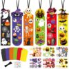 24 Pack Halloween Crafts for Kids DIY Bookmarks Craft Kits with Stickers for Halloween Party Favors Trick or Treat Gifts Bookmark Goodie Bags Fillers Classroom Rewards Prizes Games Activities Supplies