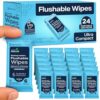 24 Pack Mini Flushable Wipes Travel Size - Portable Pocket Mini Wipes