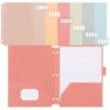 24 Pack Plastic Folders with Pockets 3 Hole Punched 3 Ring Binder 1/3 Cut Tabs 3-Hole Punched Pocket Folders Letter Size for School Office Classroom Teacher Student Staff Document Supplies(Vintage)
