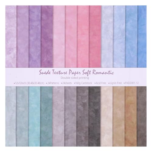 24 pack Scrapbook Papers 12x12 Inch Cardstock 160gsm Colorful Patterned Paper Double-Sided Textured Craft Sheets for Junk Journal DIY Scrapbooking Album Card Making Decorative Craft Paper Supplies