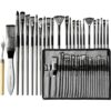24pc Nylon Artist Brush Set with Scraper – Gouache, Watercolor, Acrylic