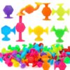 24 Pcs Bath Toys for Kids Ages 3+, Suction Cup Toys for Autistic Children, Stocking Stuffers Travel Window Stem Learning Toys, Bathtub Toys with Dinosaur Eggshell Storage