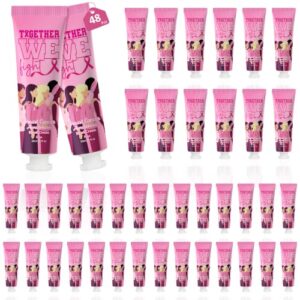 24 Pcs Breast Cancer Awareness Hand Cream Bulk Pink Ribbon Hand Lotion Gifts Breast Cancer Awareness Accessories for Women Fighters Appreciation Survivor Event Supplies Travel Size 1 Fl Oz Rose Scent
