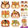 24 Sets Fall Thanksgiving Mask Craft Kits for Kids Fall Arts Craft Bulk