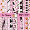 24 Sheets Halloween Scrapbook Paper 12''×12'' Pink Ghost Pattern Paper