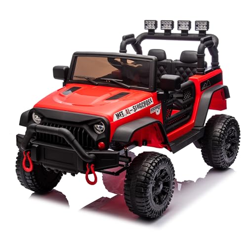 24V Kids Electric Car with Parent Remote Control 400W Motor & 4-Wheel Suspension Adjustable Speed Bluetooth MP3 Large Screen Lights for Boys Girls Age 3-8 All Terrain Ride On Toy Truck