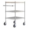 24" x 29 3/4" 3-Shelf Chrome Utility Cart with U-Handle and Wood Insert