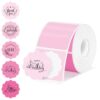 2" 500/Roll Flower Shaped Pink Round Thermal Labels for Thermal Printer