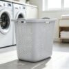 2.5 Bushel Extra-Large Plastic Laundry Hamper in Soft Silver