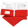 25 Pack Red Double‑Pocket Glossy Folders for School, Office & Business