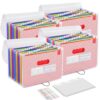 25 Pockets Accordion File Organizer, Expanding File Folder, Portable Monthly Paper Bill Tax Receipt Organizer, Home Office Document Holder with Labels, Letter/A4 Size White 4 Pack