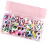 260/350 / 750 / 1380Pcs Adhesive Wiggle Eyes, 10 grids of Color, E