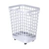 2.6 Bushel White Rolling Laundry Hamper, Easy-Clean Durable Plastic Basket With Smooth-Glide Wheels, Large Capacity Mobile Storage Organizer For Bedroom, Dorm And Home Use