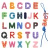 26Pcs Chunky Letter Beads, 20mm Large Acrylic Bubble Alphabet Beads, Full A-Z Set 6mm Horizontal Holes, Retro Plaid Alphabet Bead for DIY Jewelry Making Bracelets Paracord Key Chains Bag Charms
