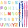 26Pcs Chunky Letter Beads with 4 Paracord Keychains for Keychain Bag Charms