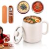 27 Oz Multi-Function Portable Electric Stewing Cup (White)