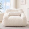 29" H Fully Stuffed Big Bean Bag Chairs for Adults with Lumbar Pillow,Beige