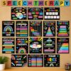 29pcs Speech Therapy Posters for Classroom Mental Health Bulletin Board Decorations Chalkboard Language Poster Growth Mindset Decor for Elementary Middle High School Therapy Room Wall Teacher Supplies