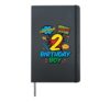 2 Birthday Boy Comic 2nd Bday Hero Party Boys Kids Toddler Hardcover Journal, Black