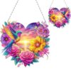 2D Flat DIY Sunset Flowers Birds Diamond Painting Set Diamond Art Pendant