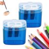 2 Hole Pencil Sharpeners, Handheld Pencil Pharpener with Lid