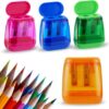 2 Holes Small Manual Pencil Sharpener with Lid