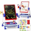 2 in 1 Art Easel for Kids 5-7 Year Old,Drawing Board for Kid Ages 4-8 with LCD Writing Screen,Learning Educational Toys for 3 4 5 Year Old Boy Girl,Idea Birthday Gifts for 3 4 6 7 Year Old Easel Bule