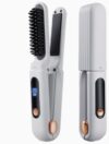 2 in 1 Flat Iron Hair Straightener Brush for Straights, Waves, Curl