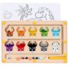 2 IN 1 Magnetic Color and Number Maze, Montessori Toys with Drawing Board for 3 4 5 Year Old, Wooden Magnet Balls Puzzles, Learning Educational Toys for Kids Toddlers Boys Girls Christmas Birthday
