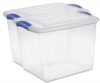 (2 pack) 27 Quart Medium Latching Storage Bin, Clear Plastic Stoarge Conatiner with Latch Lid, Blue