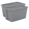 2 Pack 30 Gallon Extra Large Gray Stackable Plastic Storage Bins With Snap Lids