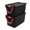2‑Pack 40 Gallon Extra‑Large Wheeled Plastic Storage, Industrial‑Style Bins with Latching Lid & Pull Handle, Black