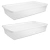 (2 Pack) 41 Quart Medium Storage Bin, Clear Plastic Underbed Storage Container with Snap-On Lid, White