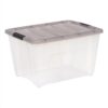 2 Pack 53 Qt Plastic Storage Bins with Lids, Stackable Storage Totes, Gray