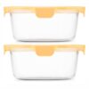 2 Pack 7 Cup Glass Food Storage Containers with Lids, Airtight Meal Prep