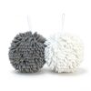 2 Pack Chenille Hanging Hand Towel Balls, Ultra Absorbent Quick Dry Microfiber Fuzzy Hand Drying Pom Poms, Soft Lint-Free Hand Dryer Balls for Bathroom Kitchen Sink Laundry Room