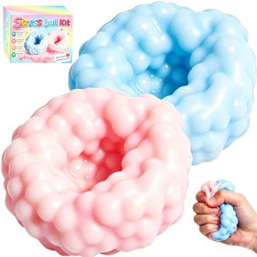 2 Pack Crunchy Noisy Squishy ASMR Stress Balls, Slush Textured Sensory Toys Set, Stress Relief Toys for Kids Adults, Squeezee Sensory Toys, Birthday Xmas Gifts for Girls & Boys