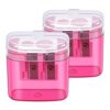 2 Pack Dual Hole Pencil Sharpeners with Lid for Standard Jumbo Pencils