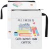 2 Pack Fabric Book Sleeve with Printed Design for Women Carrying(White)