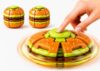 2 Pack Hamburger Fidget Spinner Balls, Press-to-Spin Mechanical Sensory Fidget Toys, Handheld Stress Relief Desk Toy for Adults
