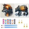 2 Pack Paint by Number for Adults Beginner, Bear Painting by Number Kit, Wolf Easy Acrylic Painting by Number on Canvas, Animal Paint by Numbers for Home Wall Art Decor with frame (11.8x11.8Inch)