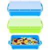 2 Pack Sensory Bin for Kids, 15inch Sand Tray with Lid, No-Mess Sensory Play Container for Sand, Building Blocks Storage, Portable Kids Activity Bin Indoor Outdoor(Blue, Green)