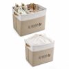 2 Pack Shoe Basket Organizer, Fabric Shoe Storage Bin Container with Handle